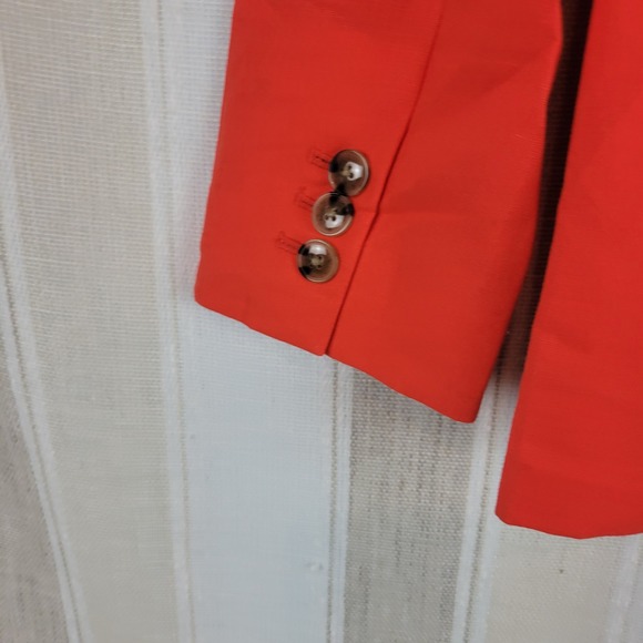 J. Crew Factory Linen Cotton One Button Blazer Sunset Orange Size 8 Suit Jacket - Picture 9 of 11